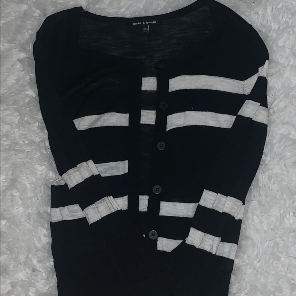 Lightweight Black and White Cardigan